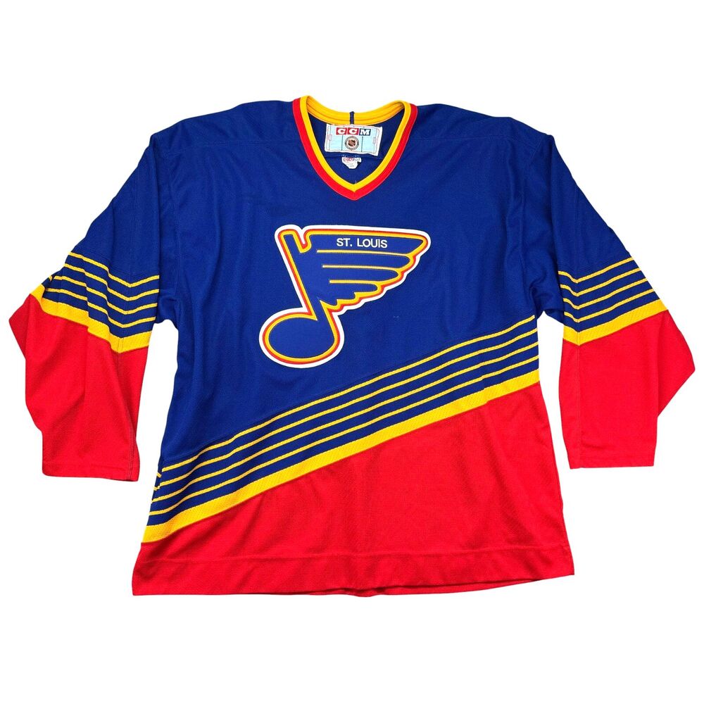 St. Louis Blues Jersey Men's XXL Vintage CCM Hockey NHL Blue Red Maska GAME USED